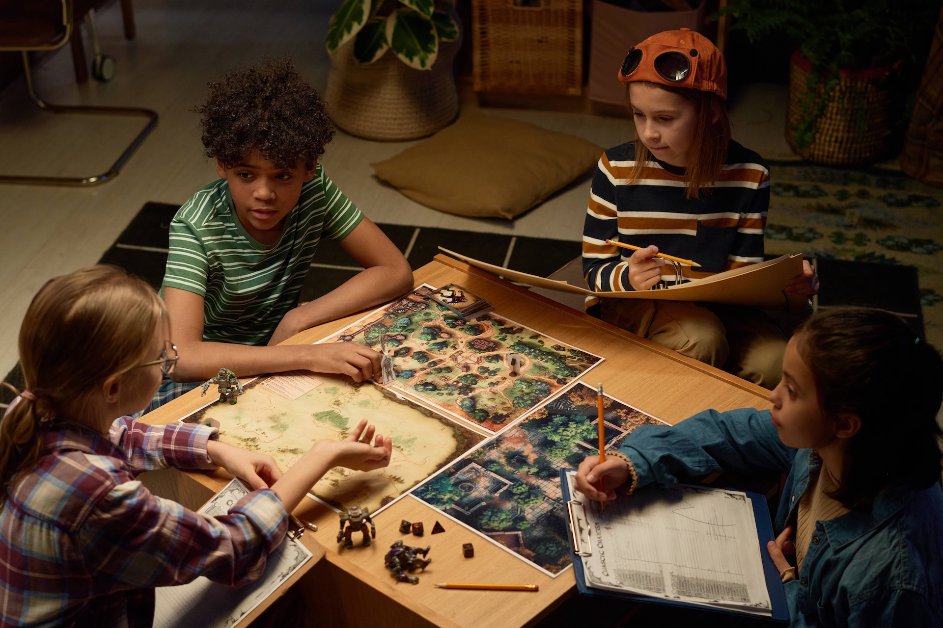Children playing D&D around a table